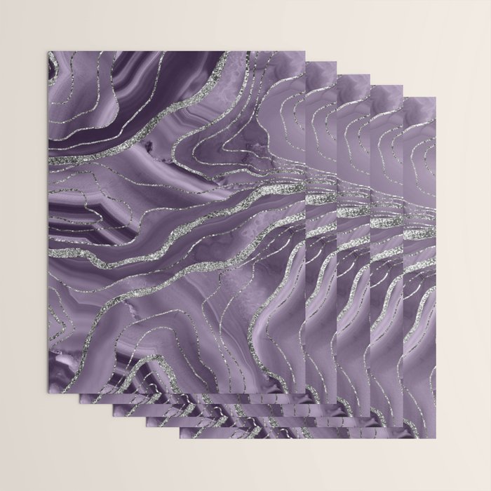 Lavender Agate Silver Glitter Glam #1 (Faux Glitter) #marble #decor #art #society6 Wrapping Paper Gallery Image 3