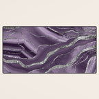Lavender Agate Silver Glitter Glam #1 (Faux Glitter) #marble #decor #art #society6 Desk Mat Gallery Image 3