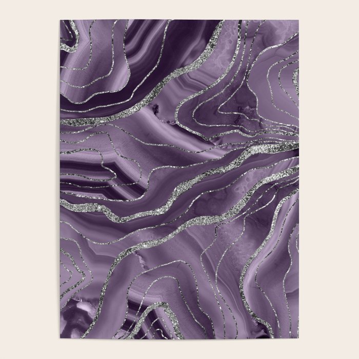Lavender Agate Silver Glitter Glam #1 (Faux Glitter) #marble #decor #art #society6 Poster Gallery Image 4