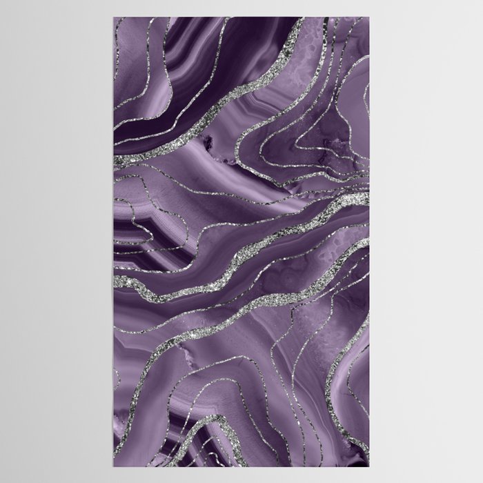 Lavender Agate Silver Glitter Glam #1 (Faux Glitter) #marble #decor #art #society6 Tablecloth Gallery Image 2