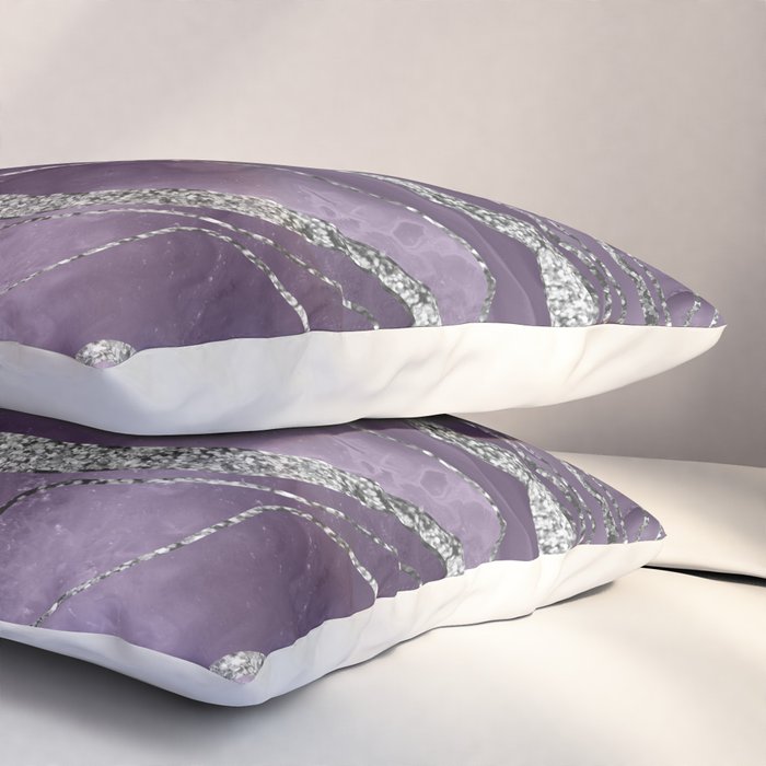 Lavender Agate Silver Glitter Glam #1 (Faux Glitter) #marble #decor #art #society6 Pillow Sham Gallery Image 3