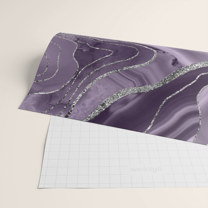 Lavender Agate Silver Glitter Glam #1 (Faux Glitter) #marble #decor #art #society6 Wrapping Paper Gallery Image 2