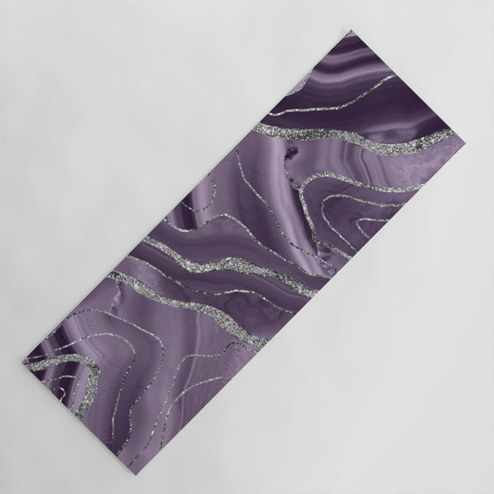 Lavender Agate Silver Glitter Glam #1 (Faux Glitter) #marble #decor #art #society6 Yoga Mat Gallery Image 1