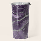 Lavender Agate Silver Glitter Glam #1 (Faux Glitter) #marble #decor #art #society6 Travel Mug Gallery Image 2