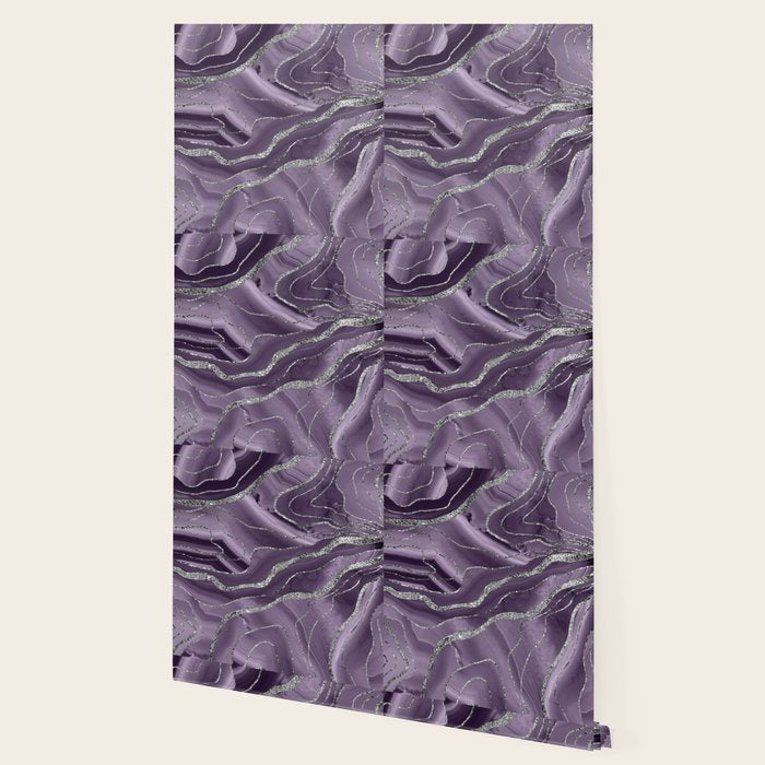 Lavender Agate Silver Glitter Glam #1 (Faux Glitter) #marble #decor #art #society6 Wallpaper Gallery Image 2