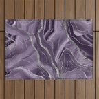 Lavender Agate Silver Glitter Glam #1 (Faux Glitter) #marble #decor #art #society6 Outdoor Rug Gallery Image 1