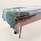 Waikiki Beach, Diamond Head, Oahu landscape painting by D. Howard Hitchcock Tablecloth Gallery Image 1