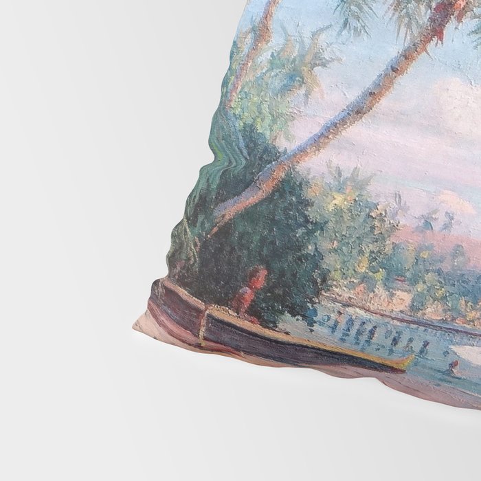 Waikiki Beach, Diamond Head, Oahu landscape painting by D. Howard Hitchcock Pillow Sham Gallery Image 4