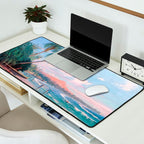 Waikiki Beach, Diamond Head, Oahu landscape painting by D. Howard Hitchcock Desk Mat Gallery Image 2