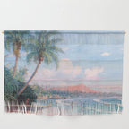 Waikiki Beach, Diamond Head, Oahu landscape painting by D. Howard Hitchcock Wall Hanging Gallery Image 1