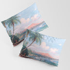 Waikiki Beach, Diamond Head, Oahu landscape painting by D. Howard Hitchcock Pillow Sham Gallery Image 3