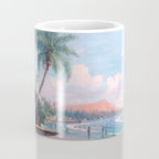 Waikiki Beach, Diamond Head, Oahu landscape painting by D. Howard Hitchcock Coffee Mug Gallery Image 4