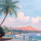 Waikiki Beach, Diamond Head, Oahu landscape painting by D. Howard Hitchcock Coffee Mug Gallery Image 2