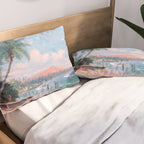 Waikiki Beach, Diamond Head, Oahu landscape painting by D. Howard Hitchcock Pillow Sham Gallery Image 2