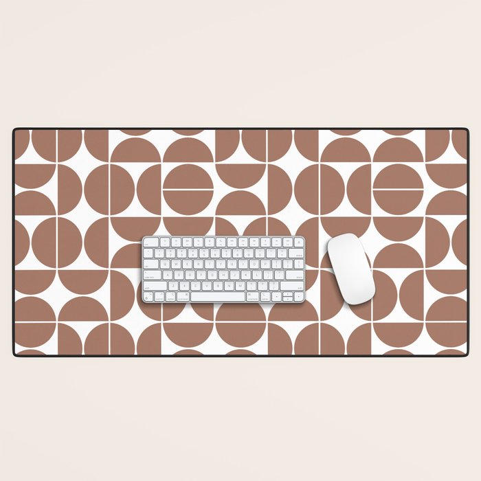 Mid Century Modern Geometric 04 Mocha Mousse Desk Mat Gallery Image 1