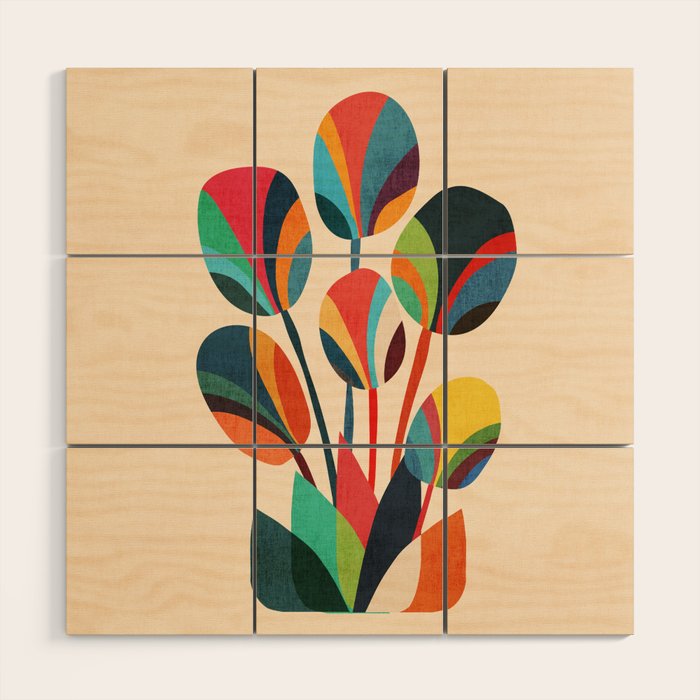 Ikebana - Geometric flower Wood Wall Art Gallery Image 1