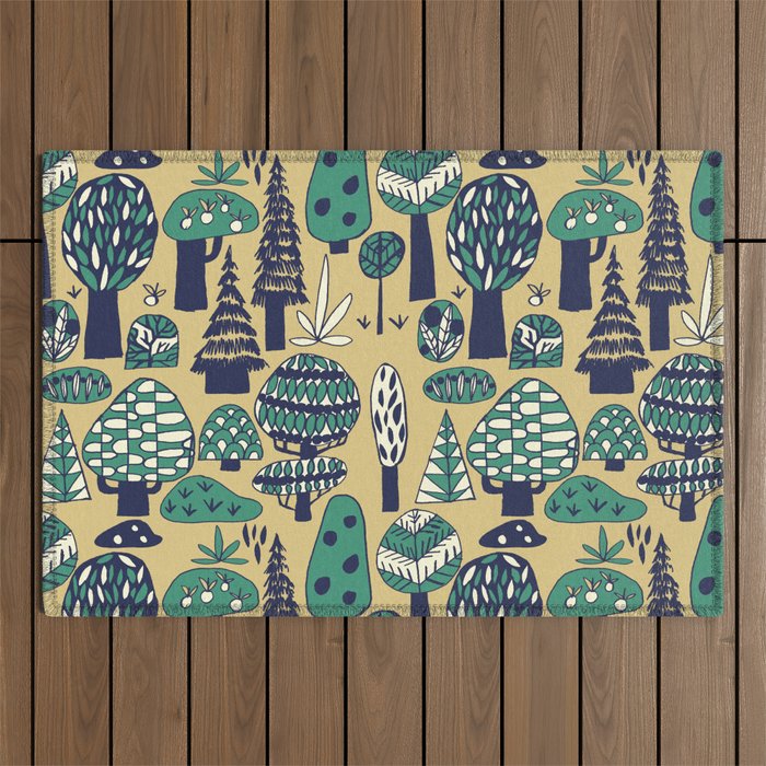 Whimsical tropical jungle pattern Outdoor Rug Gallery Image 1