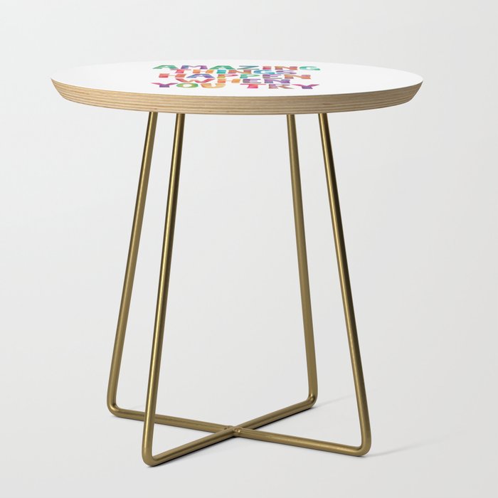 AMAZING THINGS HAPPEN WHEN YOU TRY rainbow watercolor Side Table Gallery Image 1