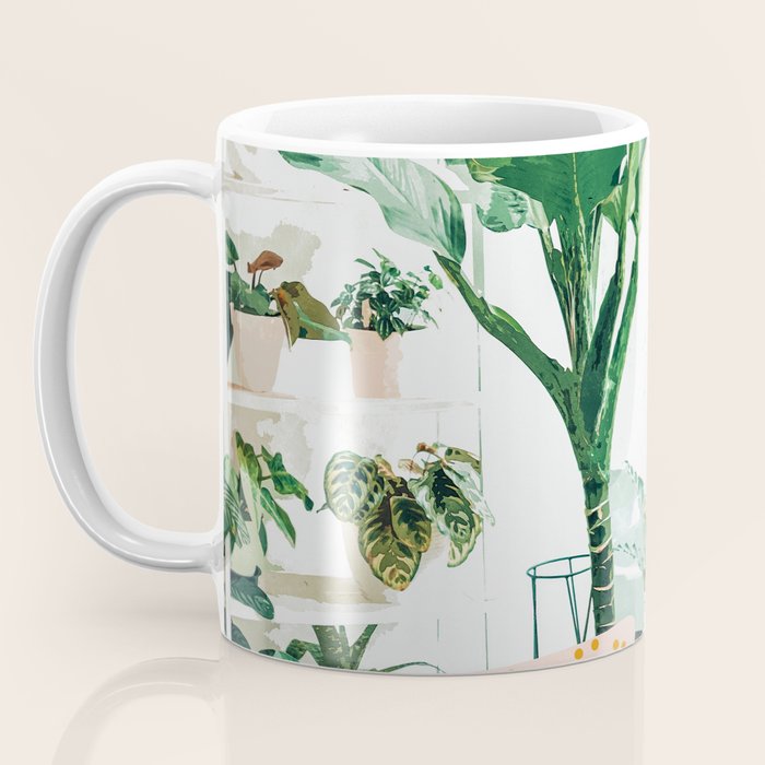 Junglow, Urban Jungle Botanical Home decor, Tropical Plants Interior Design Plant Lady Painting Coffee Mug Gallery Image 3