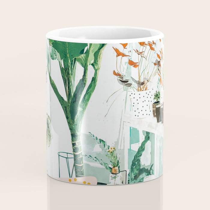 Junglow, Urban Jungle Botanical Home decor, Tropical Plants Interior Design Plant Lady Painting Coffee Mug Gallery Image 4