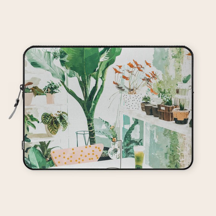 Junglow, Urban Jungle Botanical Home decor, Tropical Plants Interior Design Plant Lady Painting Laptop Sleeve Gallery Image 1