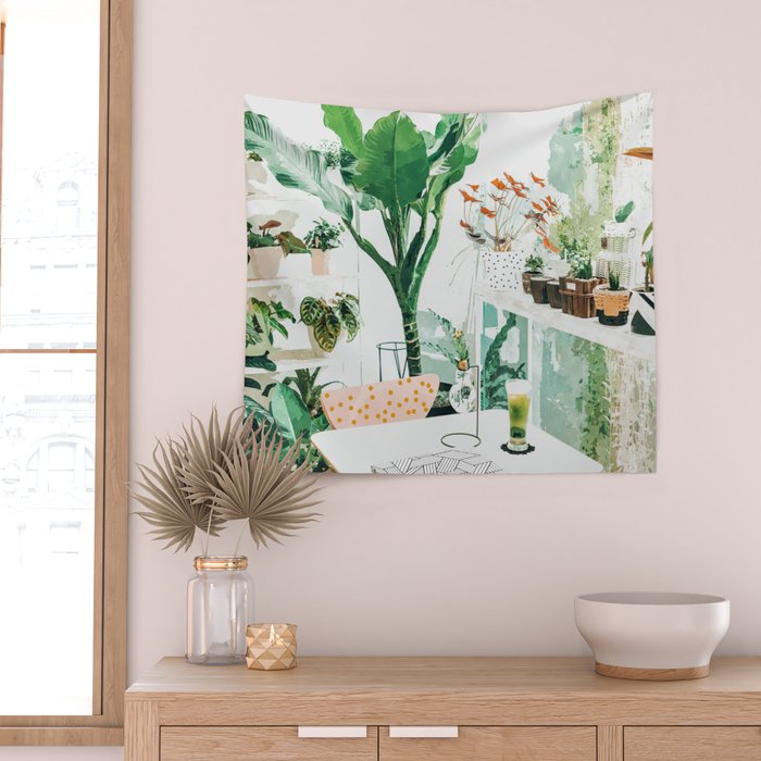 Junglow, Urban Jungle Botanical Home decor, Tropical Plants Interior Design Plant Lady Painting Wall Tapestry Gallery Image 2