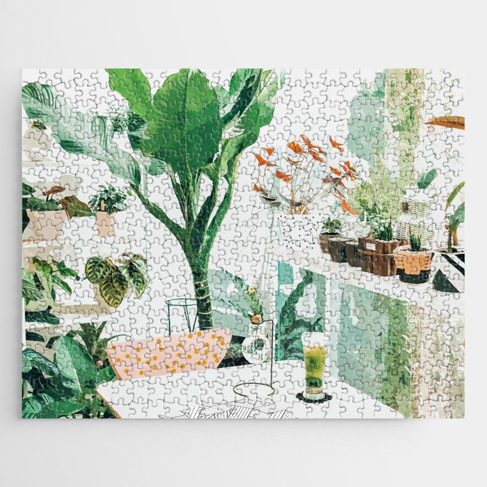 Junglow, Urban Jungle Botanical Home decor, Tropical Plants Interior Design Plant Lady Painting Jigsaw Puzzle Gallery Image 1