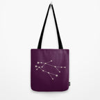 Gemini Zodiac Star Constellation Line Art Plum Purple Tote Bag Gallery Image 2