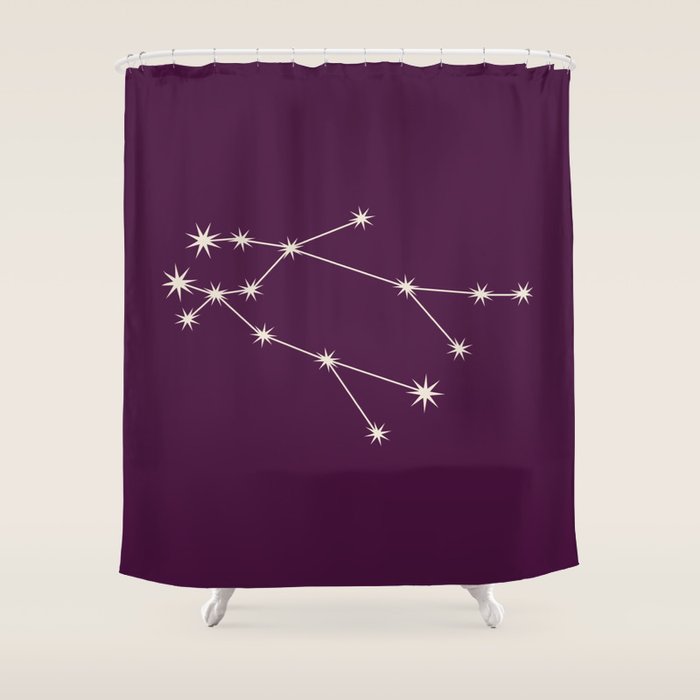 Gemini Zodiac Star Constellation Line Art Plum Purple Shower Curtain Gallery Image 1