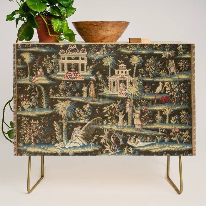 Antique 18th Century Chinoiserie Landscape Tapestry Credenza Gallery Image 1