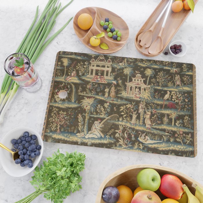 Antique 18th Century Chinoiserie Landscape Tapestry Cutting Board Gallery Image 2