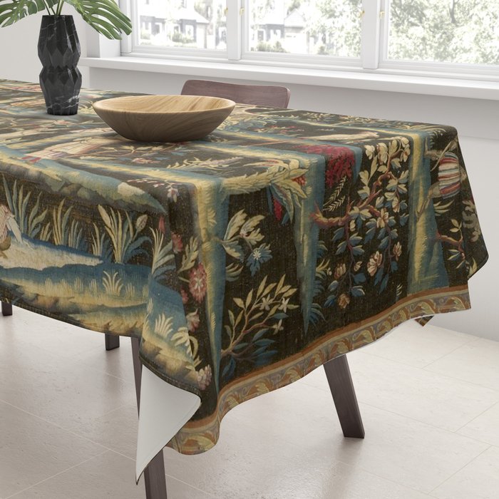Antique 18th Century Chinoiserie Landscape Tapestry Tablecloth Gallery Image 3