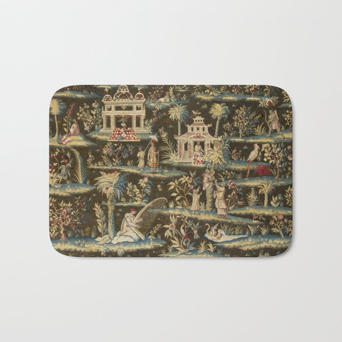 Antique 18th Century Chinoiserie Landscape Tapestry Bath Mat Gallery Image 1