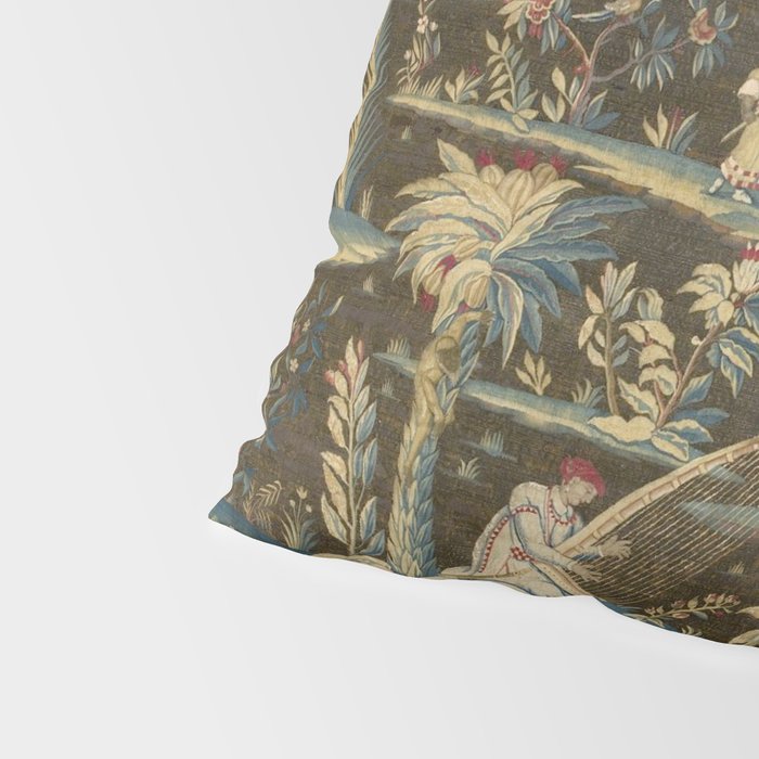 Antique 18th Century Chinoiserie Landscape Tapestry Pillow Sham Gallery Image 4