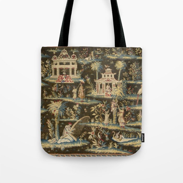 Antique 18th Century Chinoiserie Landscape Tapestry Tote Bag Gallery Image 1