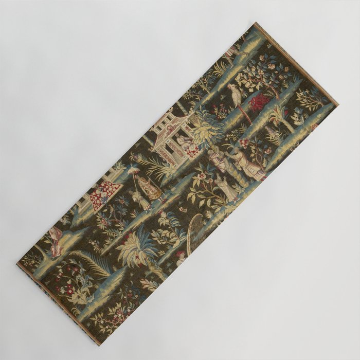 Antique 18th Century Chinoiserie Landscape Tapestry Yoga Mat Gallery Image 1
