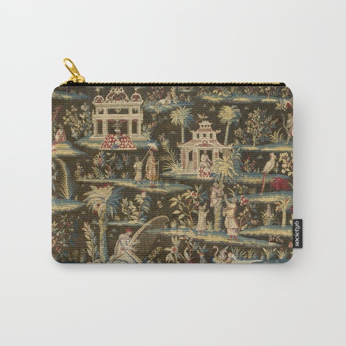 Antique 18th Century Chinoiserie Landscape Tapestry Carry All Pouch Gallery Image 1