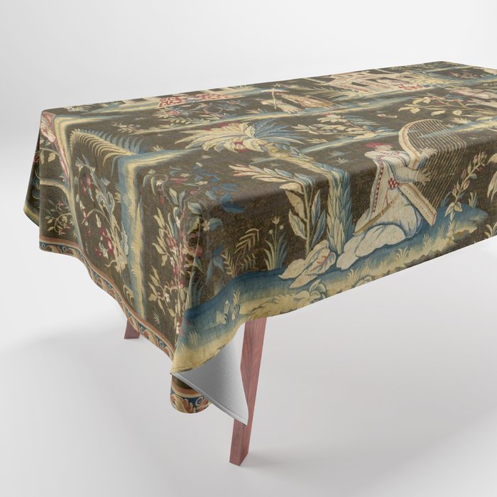 Antique 18th Century Chinoiserie Landscape Tapestry Tablecloth Gallery Image 1