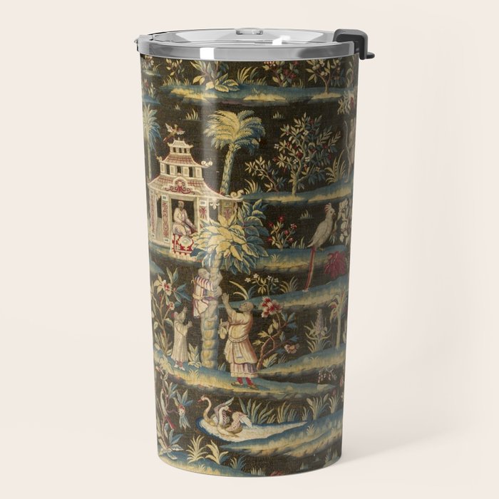 Antique 18th Century Chinoiserie Landscape Tapestry Travel Mug Gallery Image 2