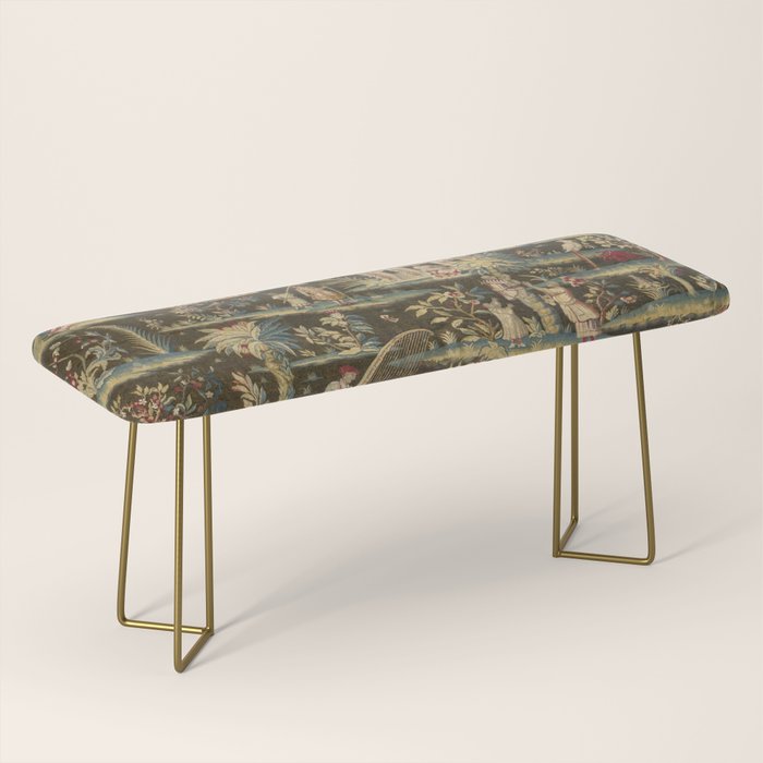 Antique 18th Century Chinoiserie Landscape Tapestry Bench Gallery Image 2