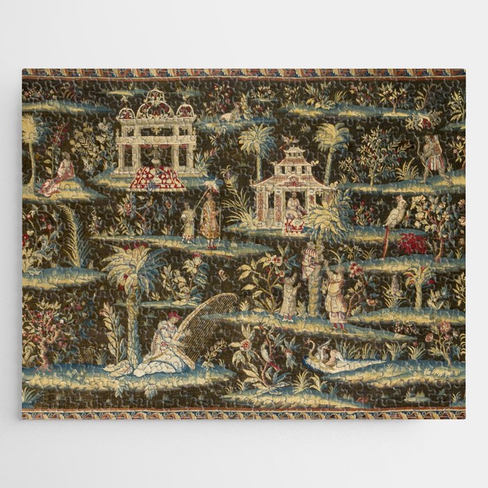 Antique 18th Century Chinoiserie Landscape Tapestry Jigsaw Puzzle Gallery Image 1
