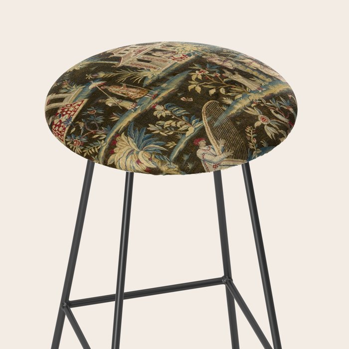 Antique 18th Century Chinoiserie Landscape Tapestry Stool Gallery Image 2