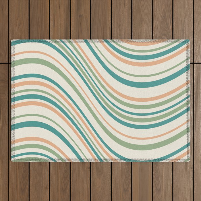 Wavy Stripes XXVI - Natural Boho Outdoor Rug Gallery Image 1