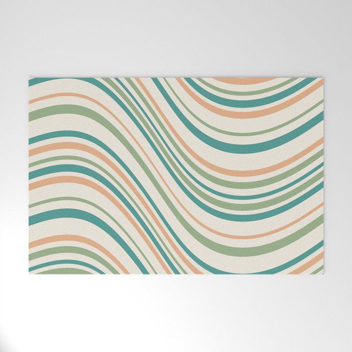 Wavy Stripes XXVI - Natural Boho Welcome Mat Gallery Image 1