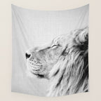 Lion Portrait - Black & White Wall Tapestry Gallery Image 4