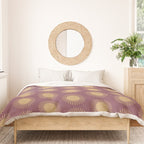 Boho Summer Sun Pattern XI Mauve and Neutral Yellow Duvet Cover Gallery Image 3