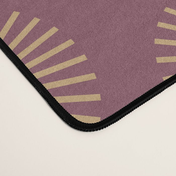 Boho Summer Sun Pattern XI Mauve and Neutral Yellow Desk Mat Gallery Image 4