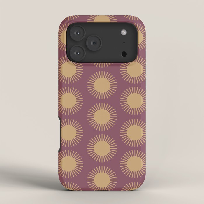 Boho Summer Sun Pattern XI Mauve and Neutral Yellow iPhone Case Gallery Image 4