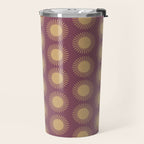 Boho Summer Sun Pattern XI Mauve and Neutral Yellow Travel Mug Gallery Image 2