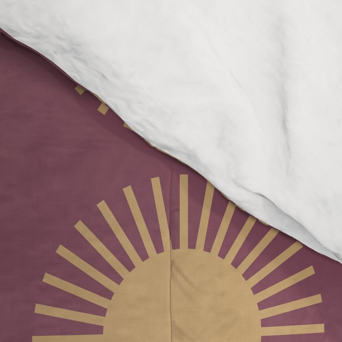 Boho Summer Sun Pattern XI Mauve and Neutral Yellow Comforter Gallery Image 4